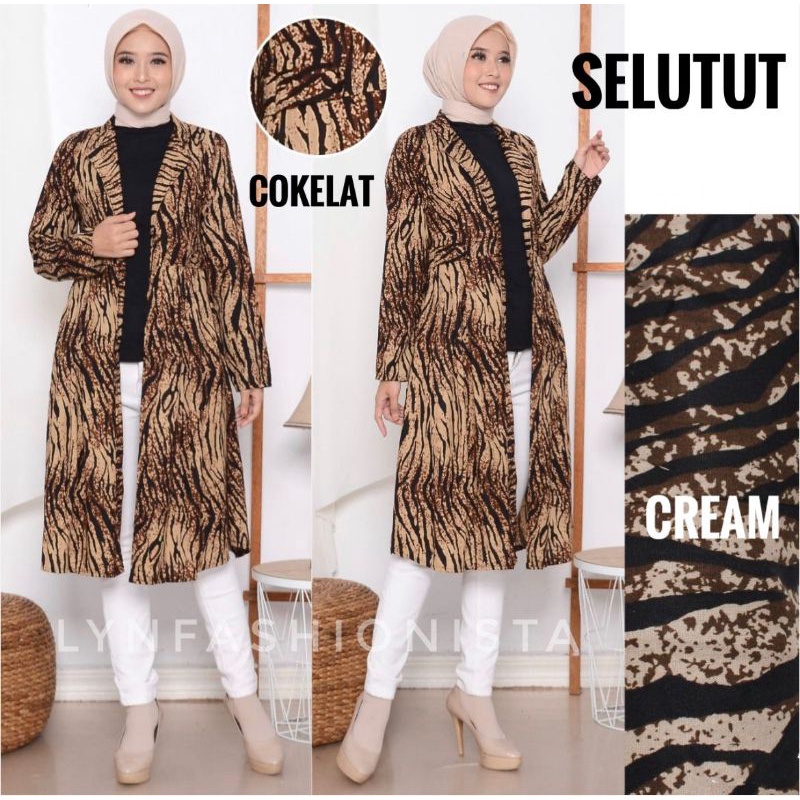 (SALE!!)OUTER PANJANG WANITA MOTIF MACAN RAYON ADEM/CARDIGAN MUSLIM MEWAH MURAH