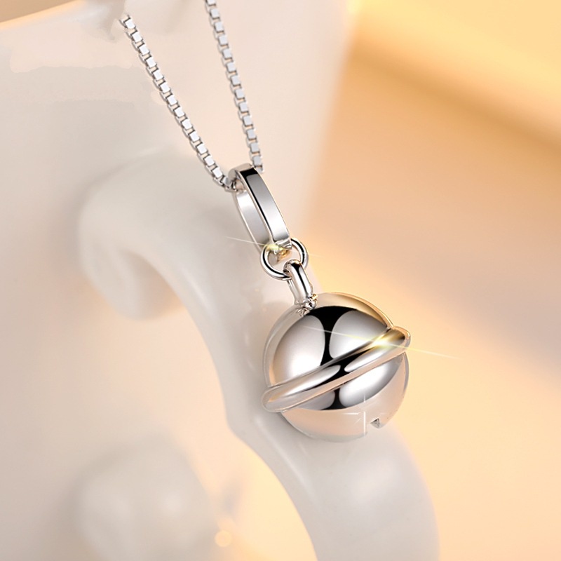 [Ready Stock]Fashionable Simple and Cute Silver Plated Bell Pendant Necklace