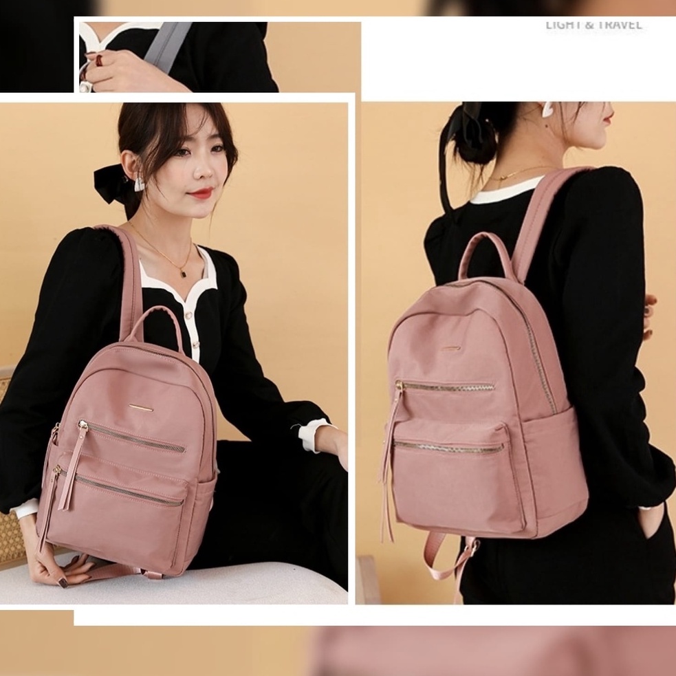 TAS RANSEL WANITA KOREA IMPORT ANTI AIR PINK SAHAYA TA481P3 BACKPACK BESAR CEWEK GENDONG PUNGGUNG SEKOLAH KULIAH KERJA BATAM PREMIUM REMAJA KEKINIAN