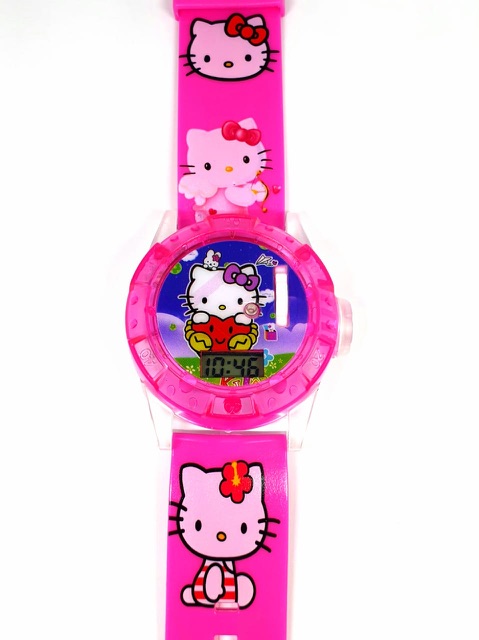 Jam Tangan Anak Melody Laser Proyektor Digital Hello Kitty