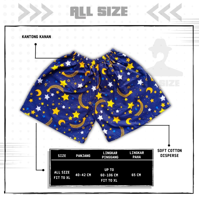 [ 45 MOTIF ] celana pendek boxer/kolor santai pria/wanita remaja/dewasa motif kotak/keramik hitam putih biru-M-3