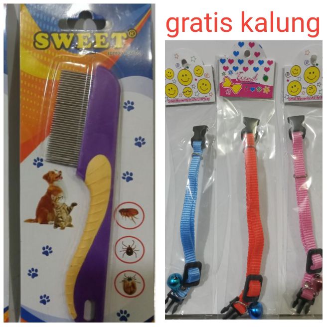 sisir gagang gratis kalung kucing polos alat grooming murah COD