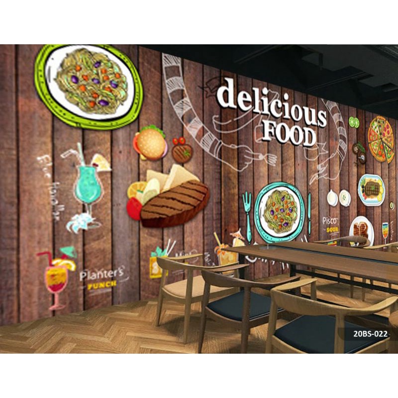 Wallpaper Dinding 3D Custom Kafe / Resto (20BS-022)