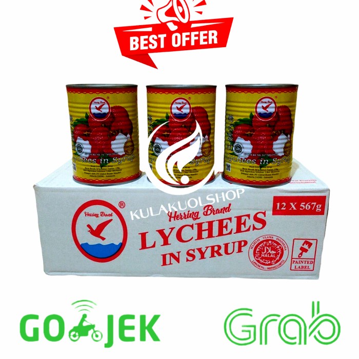 

✨COD✨ Herring Brand Leci Kaleng / lychee in syrup 567gr - 1Ctn