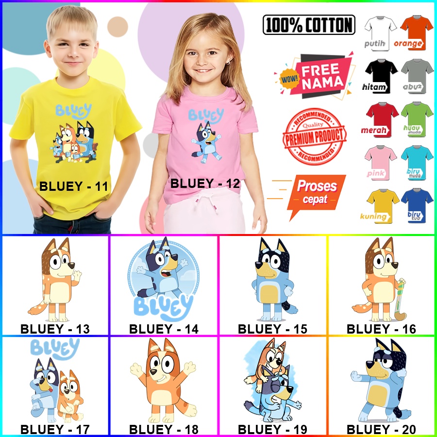 Baju Kaos ANAK DAN DEWASA BLU3Y COUPLE (FREE NAMA)