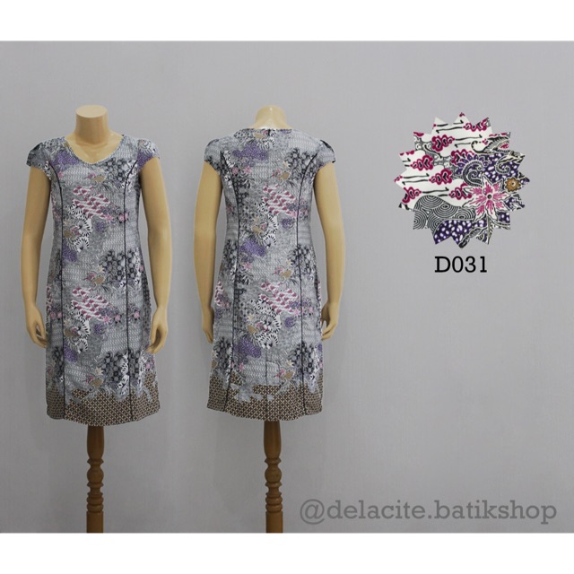 Batik Dress Atasan Wanita (Silver & Violet Purple Ungu)