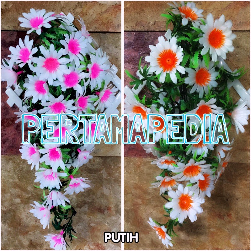C5 Bunga SERUNI/Bunga Plastik/Rumput Plastik/Daun Rambat Plastik/Busa Bunga/Bunga Matahari Kecil-Putih