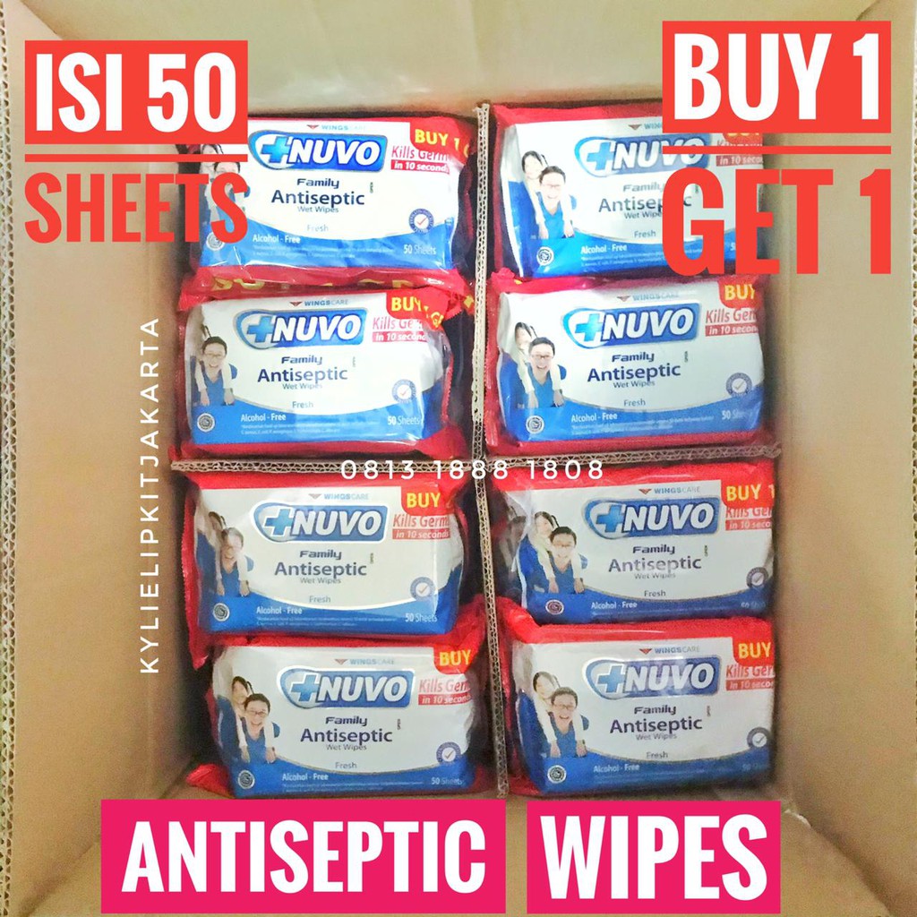 [BUY 1 GET 1] Tisu Basah NUVO Family Antiseptic Wet Wipes 50 sheets Tissue Beli 1 GRATIS 1 Tisue Anti septik Tissu Antiseptik Anti Bakteri antibacterial