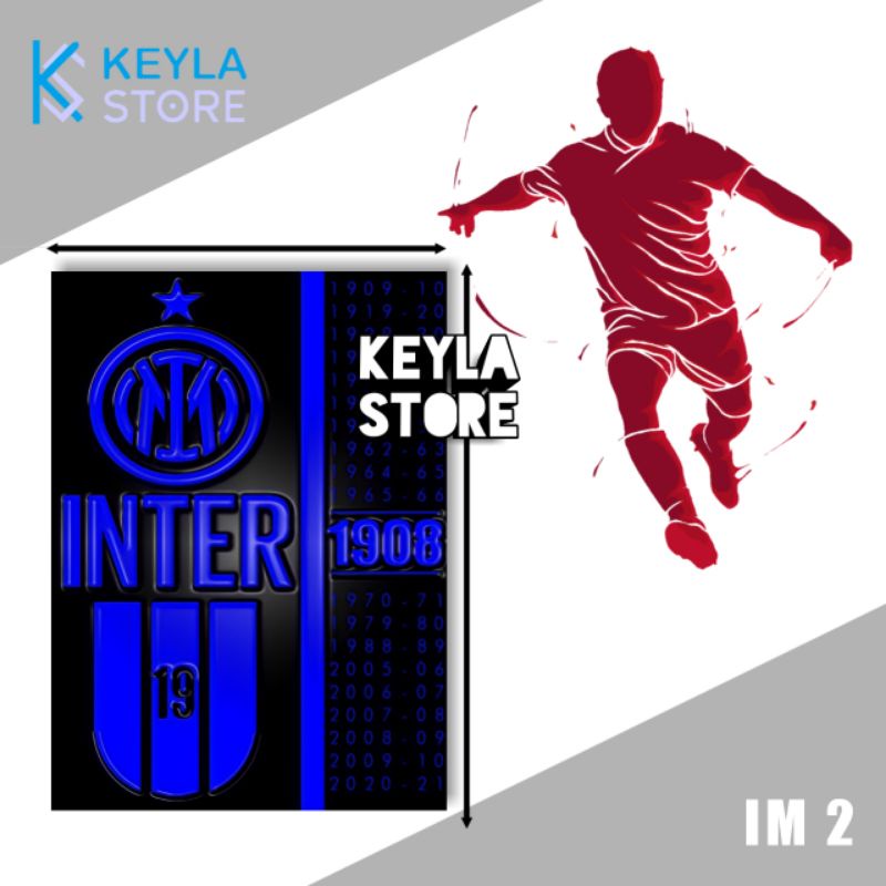 POSTER KAYU HIASAN DINDING PAPAN MDF TEMA CLUB SEPAKBOLA EROPA SERIE A LIGA ITALIA INTERMILAN FC INT