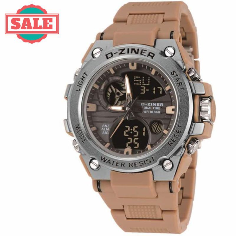 Murah JAM TANGAN PRIA DZINER MIKA ORI ANTI AIR BROWN SILVER