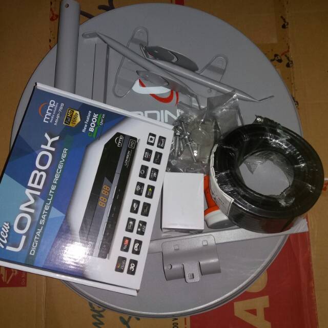 Parabola ninmedia 45cm lengkap receiver mmp new lombok hd free bulanan