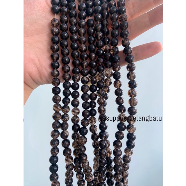 natural batu bulu monyet hitam 8mm kristal black media kesehatan akik