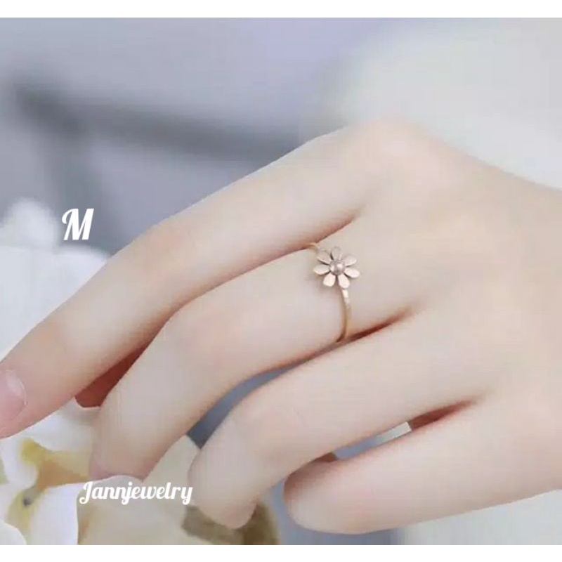 Cincin titanium asli flower anti karat JAN-7