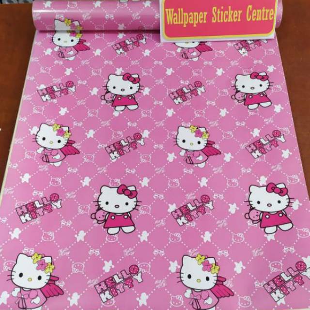 Wallpaper Sticker Dinding Motif Hello Kitty Peri Pink Ukuran 45 Cm X 10 Shopee Indonesia