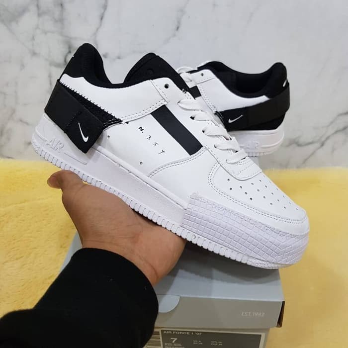 Sepatu Air Force 1 Low Type N354 White Black Sport Import Original Running Terbaru