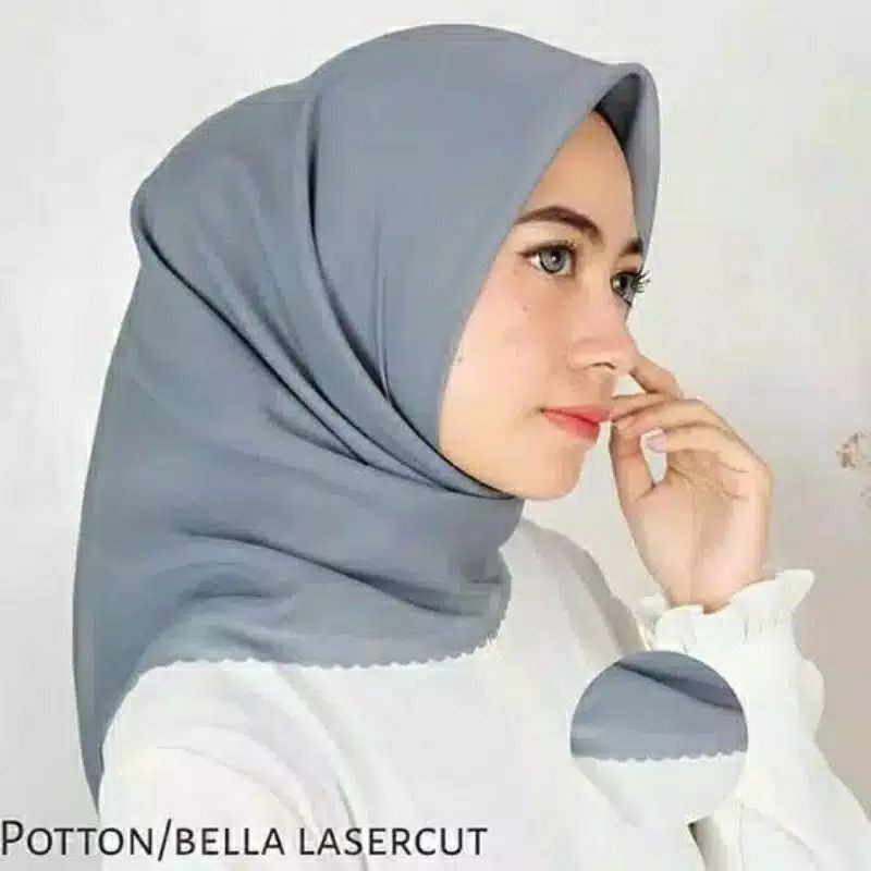 Jilbab Bella Square Polos Laser Cut - Hijab Segiempat Polos