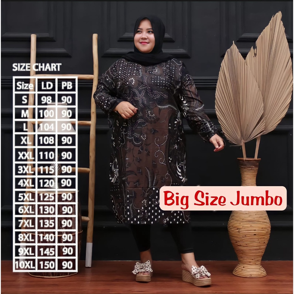 BAJU TUNIK JUMBO 5L 6L 7L 8L 9L 10L BAJU TUNIK BATIK JUMBO TUNIK BATIK JUMBO SERAGAM DINAS  SERAGAM 
