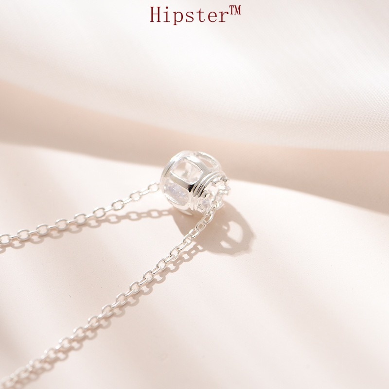 INS Affordable Luxury Style Simple Zircon Hollow Pendant Silver Necklace