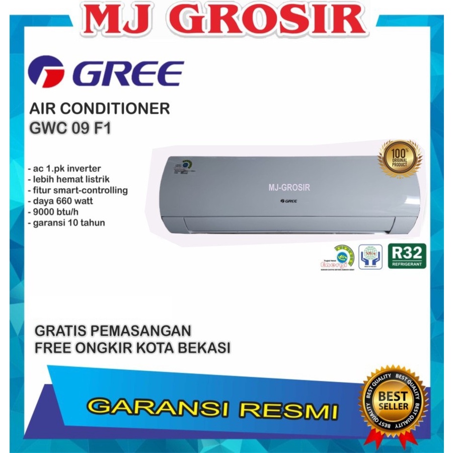 AC GREE GWC 09 F1 1PK GWC09F1 1 PK + PASANG R32 INVERTER