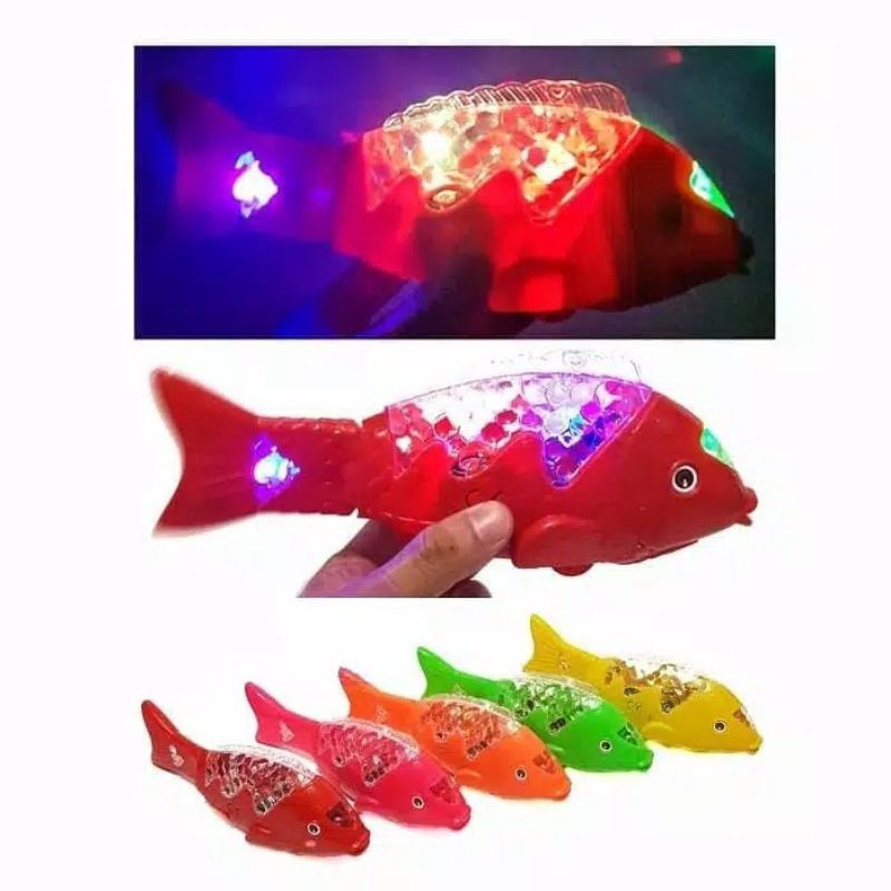 Mainan ikan koi jalan nyala batrai plus Musik