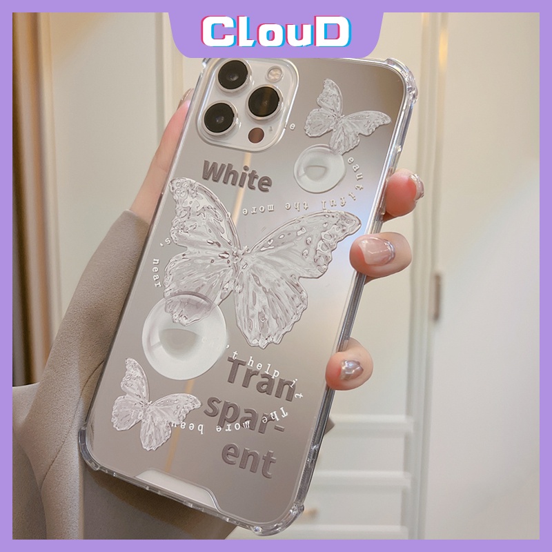 Soft Case Tpu Motif Kupu-Kupu Putih Untuk iPhone 11 XR 7Plus 8Plus X XS Max 12 13 11 Pro Max 7 8 SE 2020