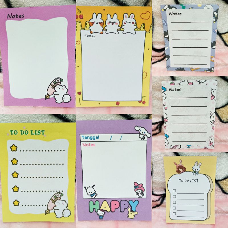 

Memo Notes Note Homemade Murah isi 30lembar Lucu Gambar Kucing Kelinci Anjing Hello Kitty Batzmaru