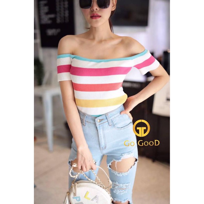 Sabrina Rajut Atasan Wanita Style Korea Import Bangkok Premium BKK T0004