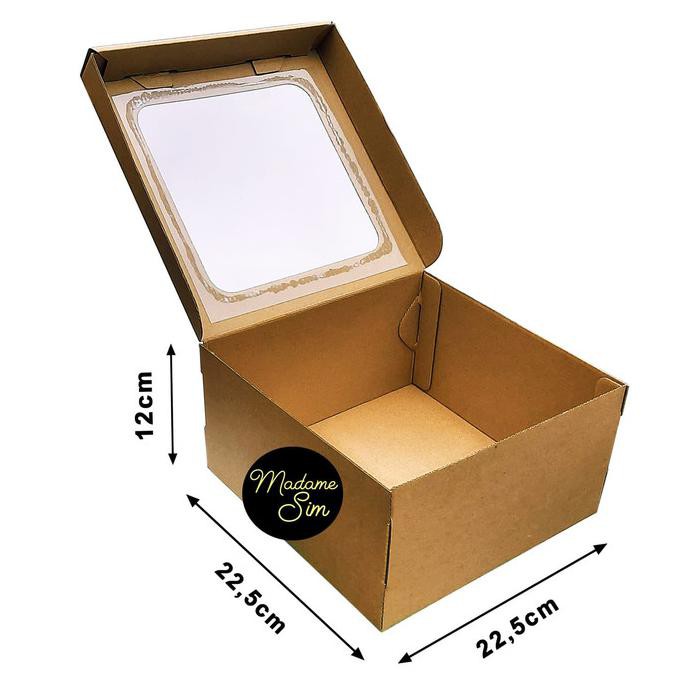 

Kotak Kue - Cake Box 22 X 22 X 12 Cm - Coklat + Jendela