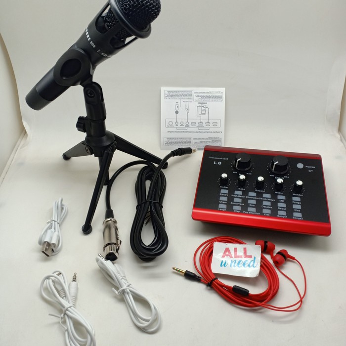 Paket Mic Condenser Fleco L8 - Microphone Youtuber Lengkap