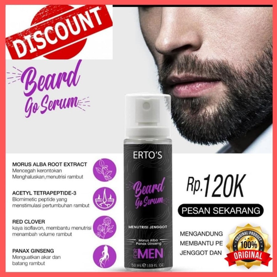 [ ERTOS ] Beard Go Serum ~ Obat Penumbuh Brewok , Jambang dan Jenggot