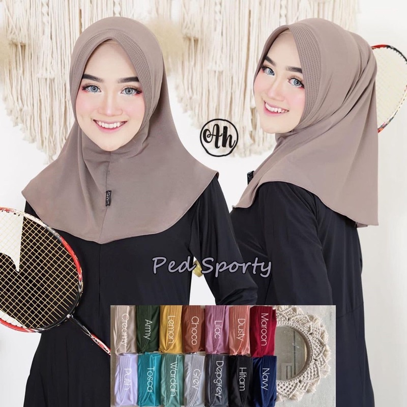 Ped Sporty Mini/Hijab Sporty/Jilbab Olahraga/Bergo Sporty Ped Antem