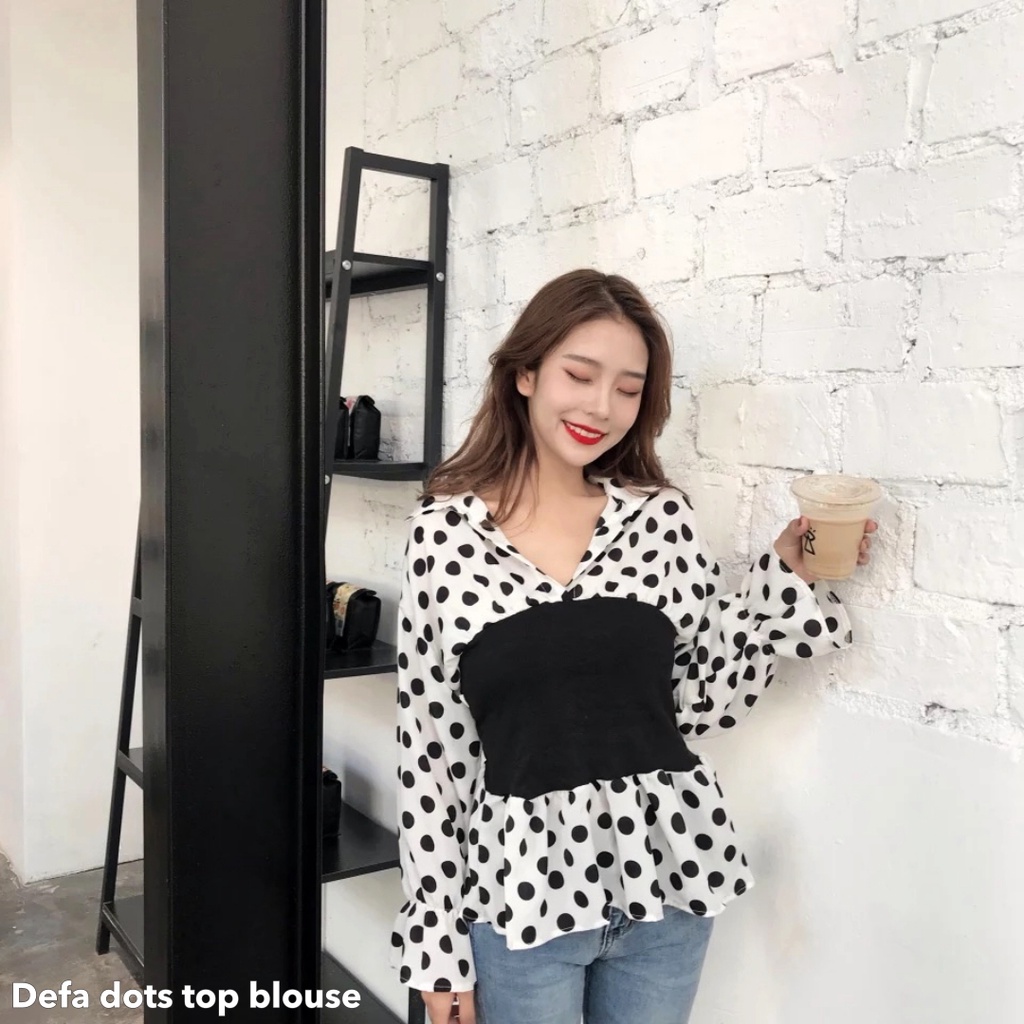 Defa dots top blouse - Thejanclothes