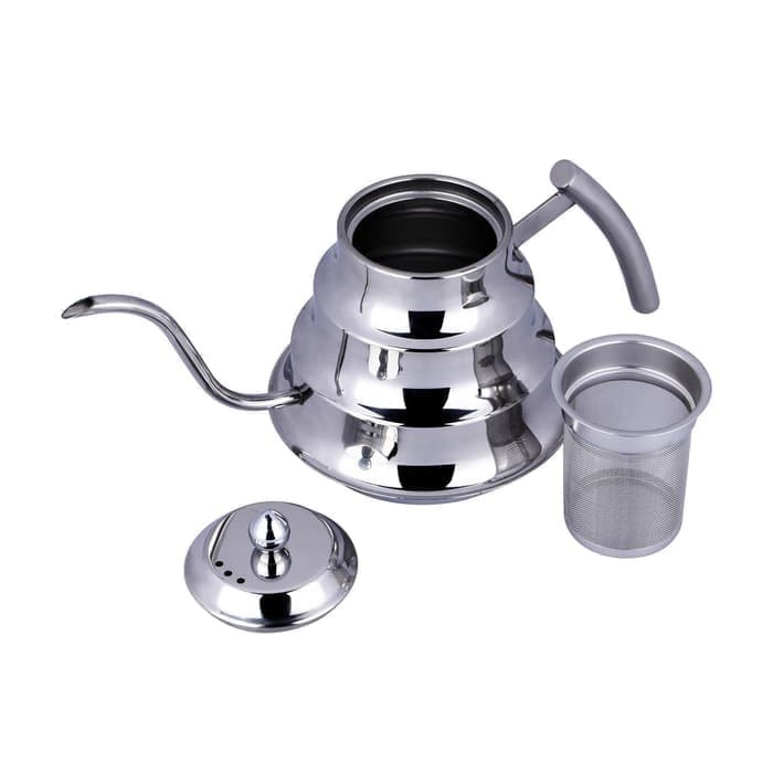 Teko Leher Angsa - Coffee Kettle Gooseneck 1.2L Stainless Steel Silver