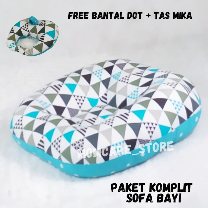 Paket komplit / Sofa bayi + Bantal dot +Tas mika-PAKETKOMPLIT#T.BIRU