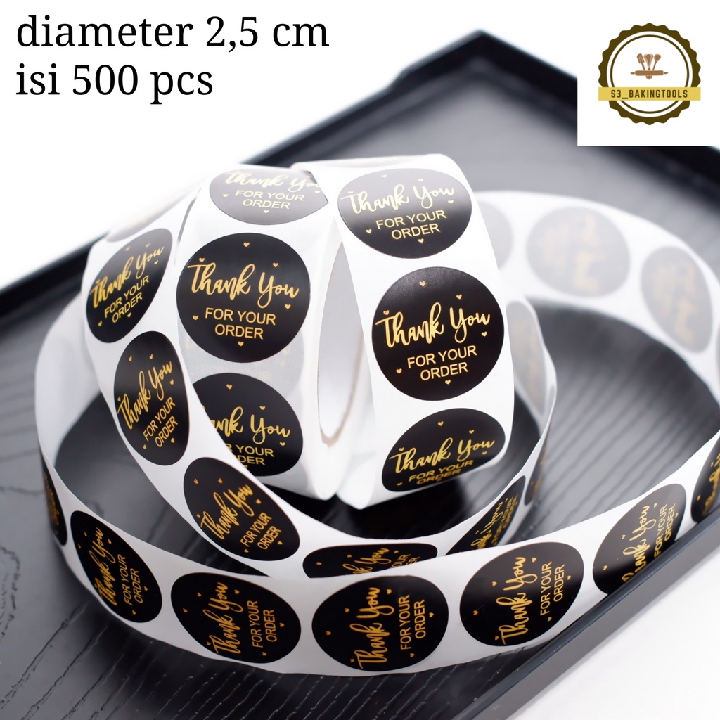 

Sticker label thank you black 500 pcs new