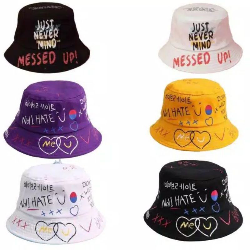 TOPI KOREA BUCKET SABLON BADAS ANAK PREMIUM BUCKET