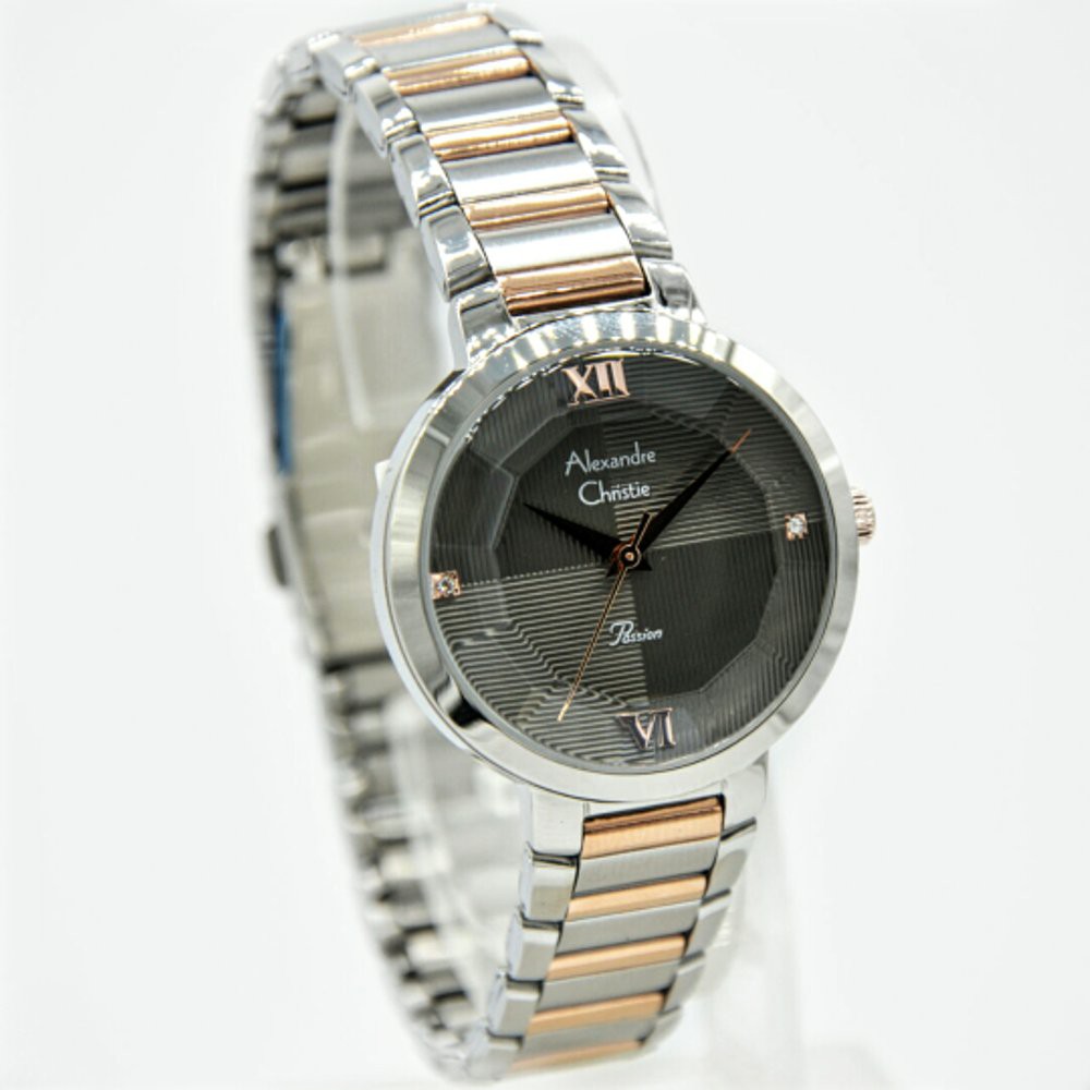 ALEXANDRE CHRISTIE WATCH AC 2616 WANITA SILVER COMBI BLACK ORIGINAL