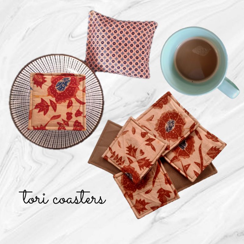 Tatakan Gelas Kain / Tatakan Kain / Alas Kain / Fabric Coaster / Desain B / Tatakan gelas Murah / Ta