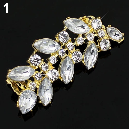 Hu Hu Hu Hu Hu Alat Bantu Pasang Kacamata♡ Anting Klip Bentuk Daun Aksen Kristal Berlian Imitasi Gaya Punk Untuk Wanita Charms