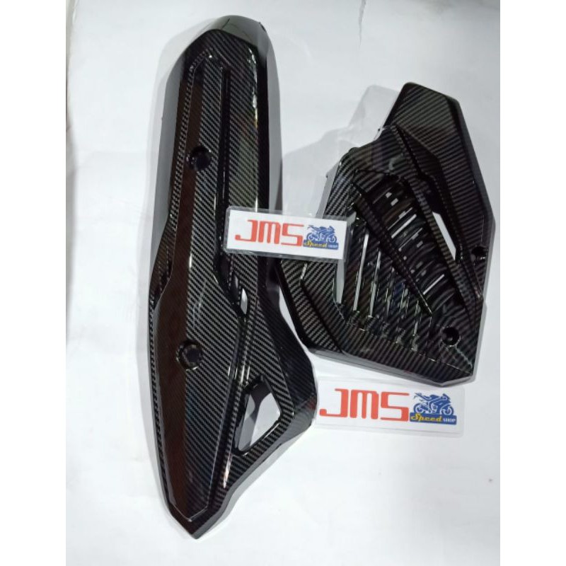 cover tutup carbon knalpot lise dan cover radiator carbon honda vario 125/150 led lama set zoro