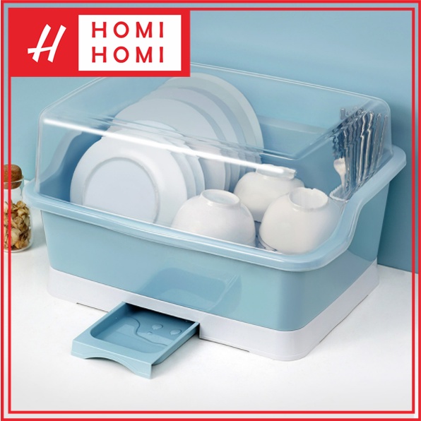 HomiHomi Rak Pengering Piring Dapur Dengan Penutup Ukuran Medium - RD025M