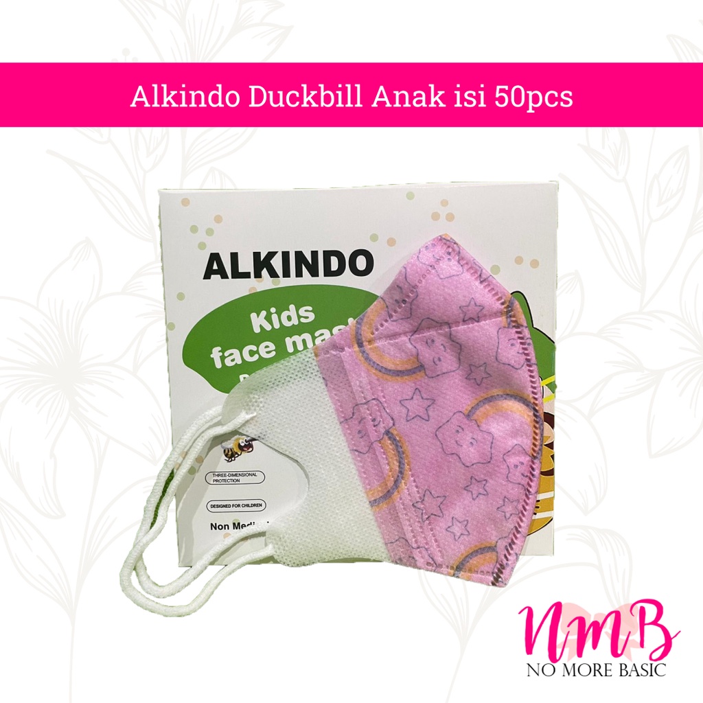 Masker 3 Ply Duckbill Anak Alkindo isi 50Pcs Masker 3ply Anak Duckbill 3D Alkindo Disposable Mask