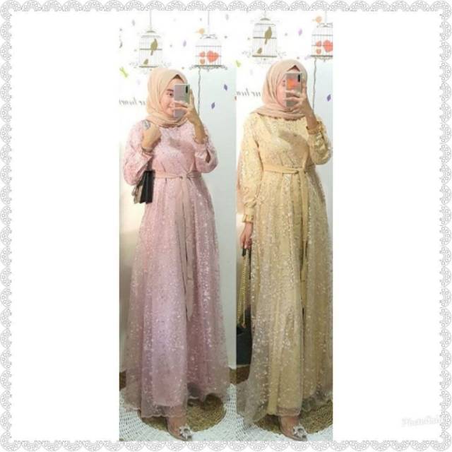Gamis Brokat Tile Mutiara