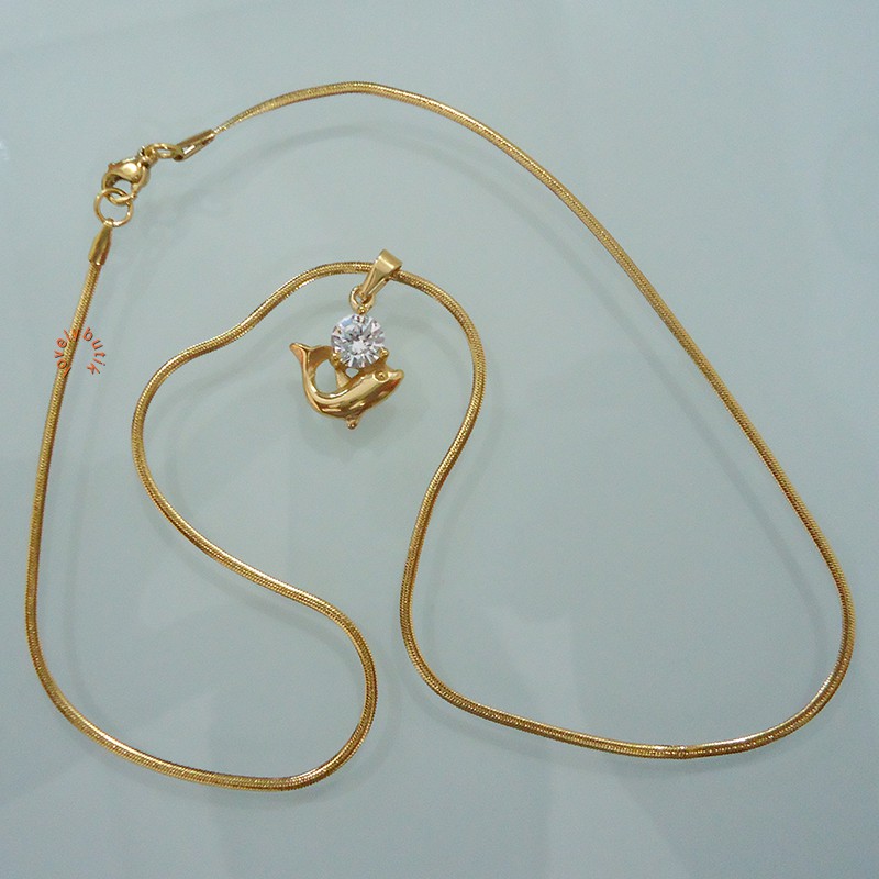 Lovely Dolphin Kalung Titanium Gold Wanita - GOLD