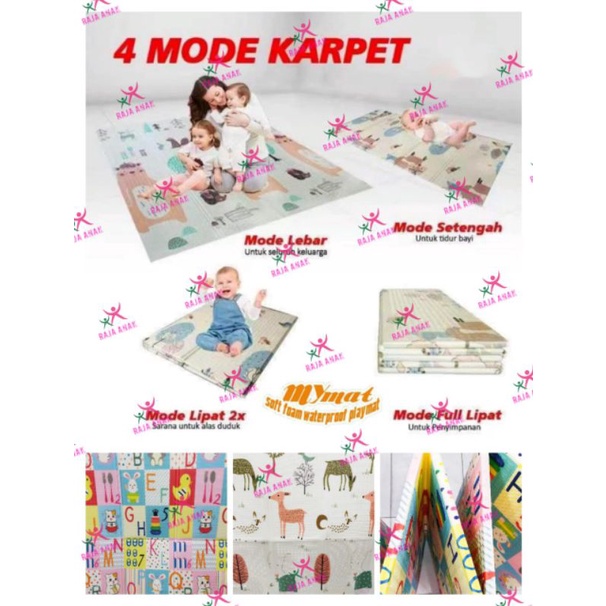 PLAYMAT BAYI MATRAS TIKAR LIPAT BAYI EMPUK 180 X 200 CM 2 SISI TEBAL 10mm PT808-MYMART