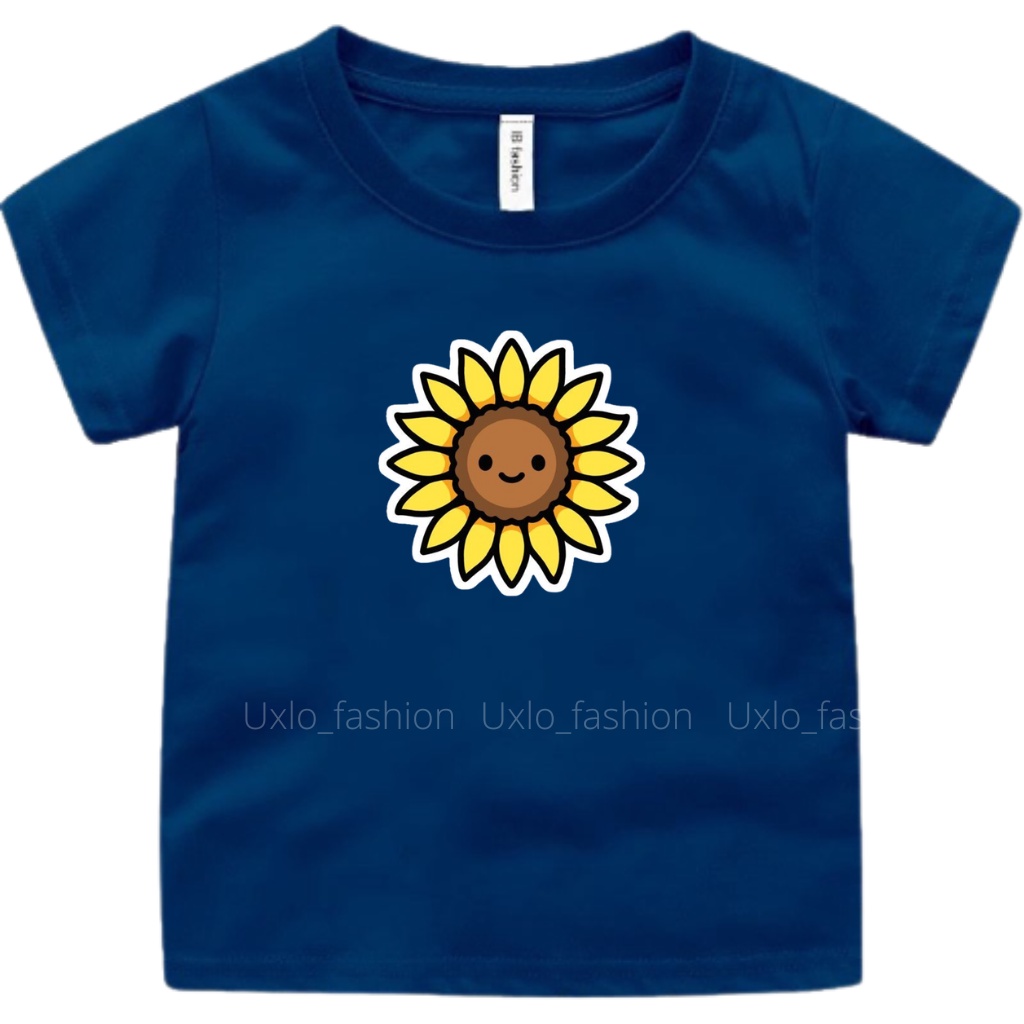 ATASAN BAJU KAOS ANAK PEREMPUAN MURAH LENGAN PENDEK MOTIF BUNGA MATAHARI IDEAL USIA 2 3 4 5 6 7 8 9 TAHUN UXLO FASHION