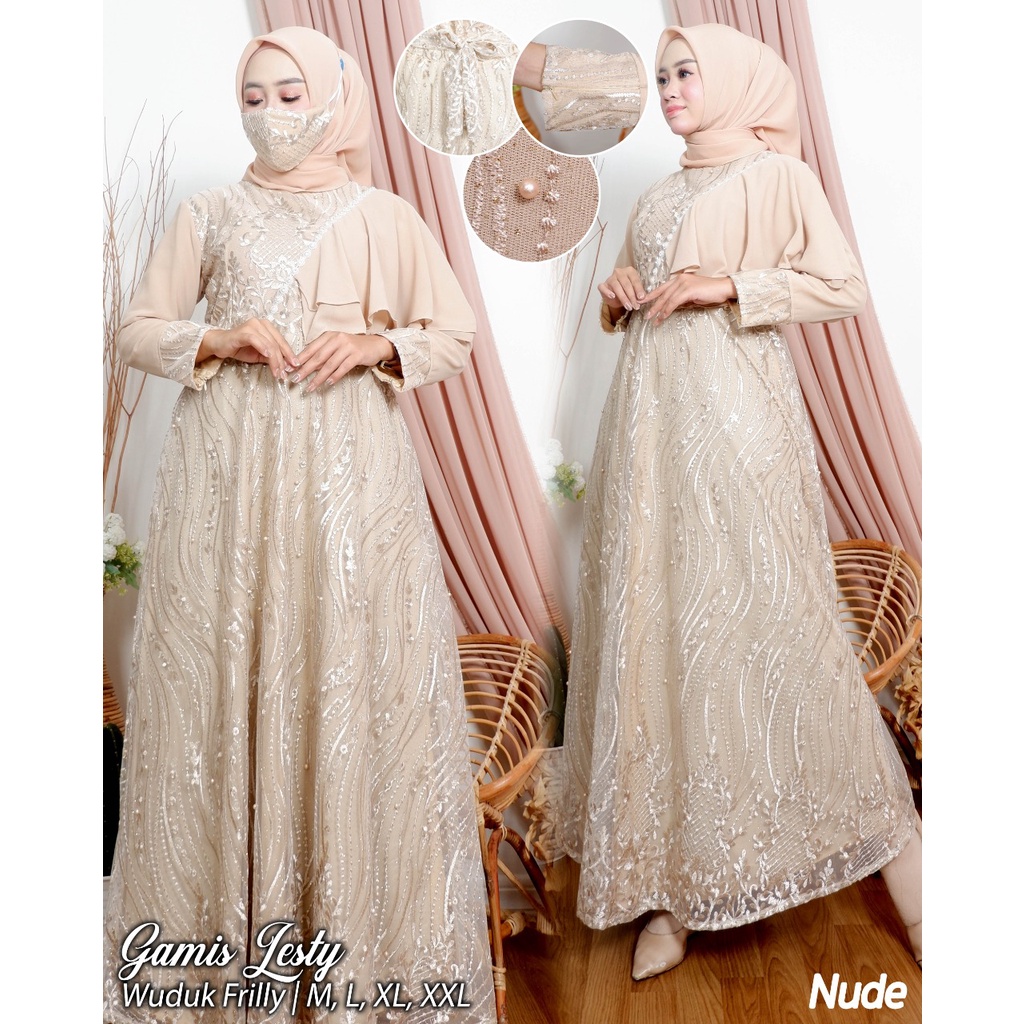 GAMIS LESTY/GAMIS TULLE LESTY/GAMIS MODERN/GAMIS PESTA MEWAH/DRESS PESTA/KEBAYA PESTA MEWAH/KEBAYA BRUKAT/GAMIS TERBARU/BY LEFI