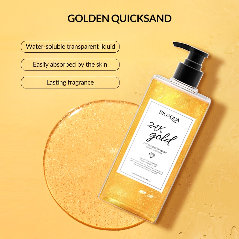 [ORI] Bioaqua 24K Gold Sabun Mandi Kecantikan Perawatan Kulit Halus &amp; Kencang - BPOM 400ml