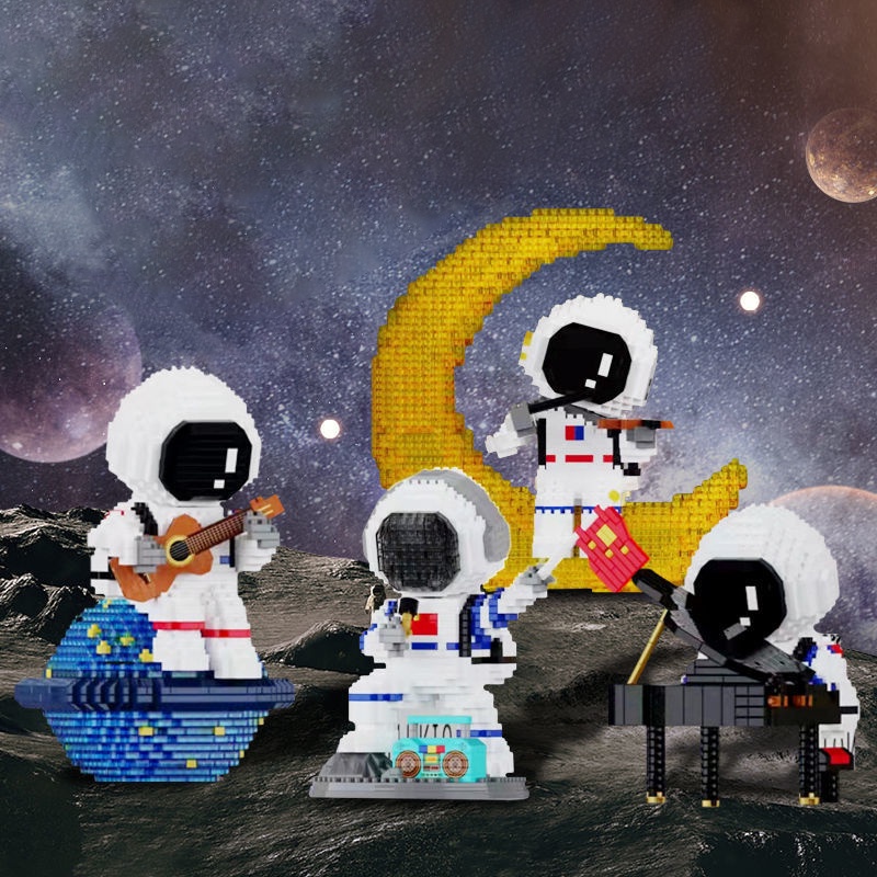 Nano Block Astronaut Model DIY Mainan Balok Bangunan Bata Kit Anak Anak Mainan Pendidikan