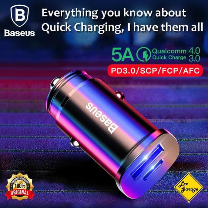 car charger baseus 30w 5a type c pd3 0 usb quick charge 4 0 bs c15c   silver